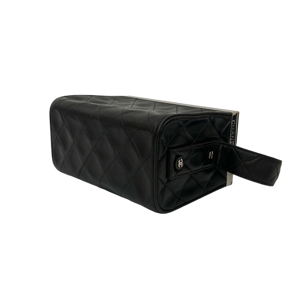 CHANEL Black Lambskin Leather Logo Vanity Bag - Picture 8 of 10